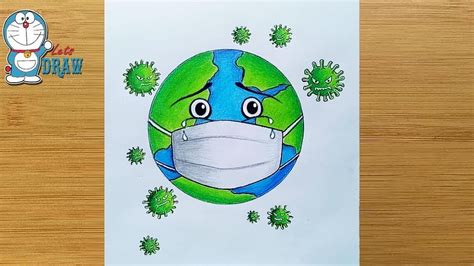 How To Draw Corona Virus How To Draw Earth Wearing A Mask Awareness