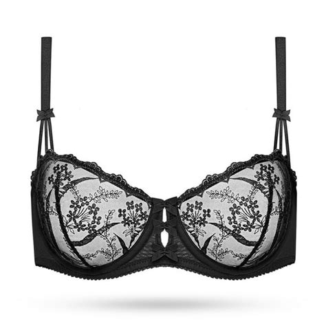 deyllo women s embroidered lace unlined bra 1 2 cup demi sheer see