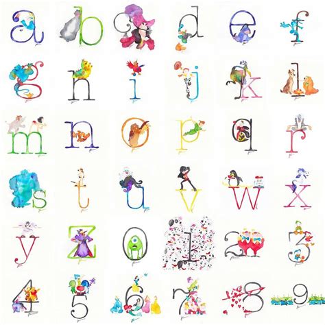That Disney Alphabet I Created 🎨 ♡ 👸 🐧🐵🐠🐯🐚🐕🍯🐥🌱🐞🐜🔥 36daysoftype