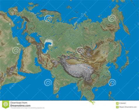 Shaded Relief Eurasia Map Stock Illustration Illustration Of Digital
