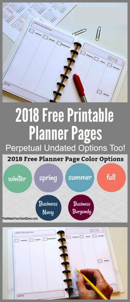 2018 Free Printable Planner Pages The Make Your Own Zone