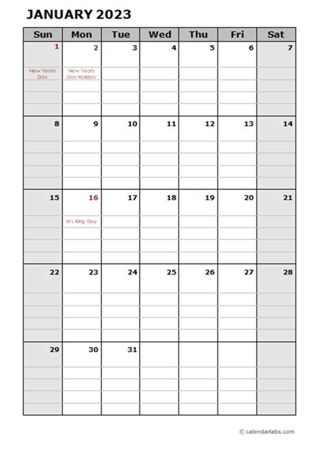 Free Download Printable Calendar 2023 Large Box Grid Space For Notes