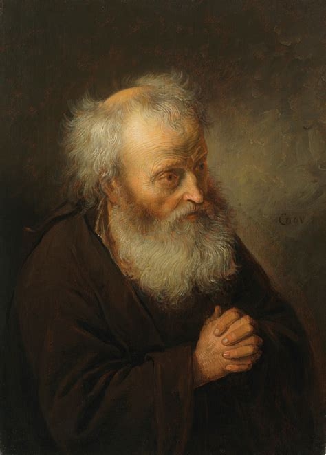 The brown blotches of the benevolent skin cancer the sun brings from its reflection on the tropic sea were on his cheeks. Old Man Praying - The Leiden Collection