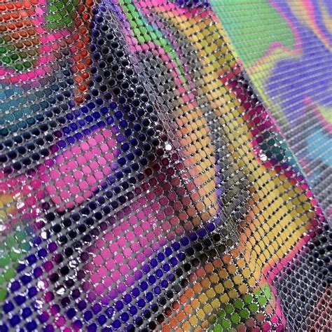 New Design Printed Colorful Aluminum Sequin Mesh Fabric For Hot Sexy