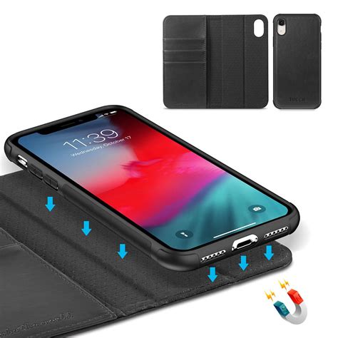 Need some protection for your new iphone xr? TUCCH iPhone XR Leather Wallet Case, iPhone XR Detachable ...