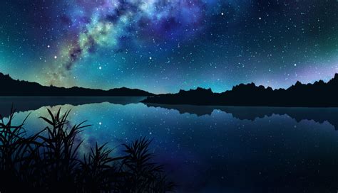 1336x768 Amazing Starry Night Over Mountains And River Hd Laptop