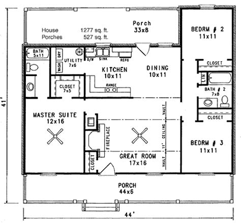 Cabin Style House Plan 3 Beds 2 Baths 1277 Sqft Plan 14 140