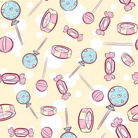 Kawaii Pink Seamless Pattern With Candies Repetitive Sweet Background