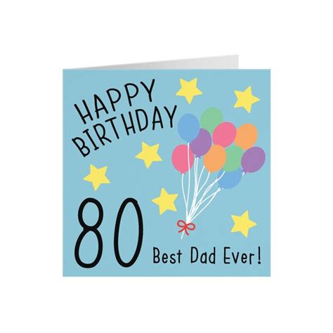 Dad 80th Birthday Card Happy Birthday 80 Best Dad Ever Etsy