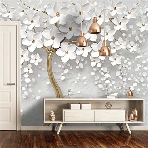 Artwork Wall Art Floral Mural Living Room Bedroom Design White 3d