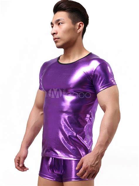 Sexy Gay Costume Mens Glitter Clubwear Top Muscle Fit T Shirt