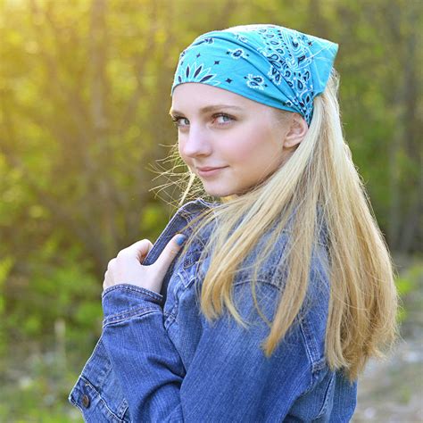 Turquoise Blue Bandana Kerchief Headband Retro Bandanna – Specifically