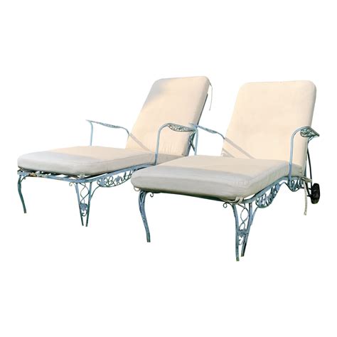 Northern virginia railing custom fabricates all. Vintage Mid-Century Salterini Wrought Iron Chase Lounge Chairs With Custom Sunbrella Cushions ...