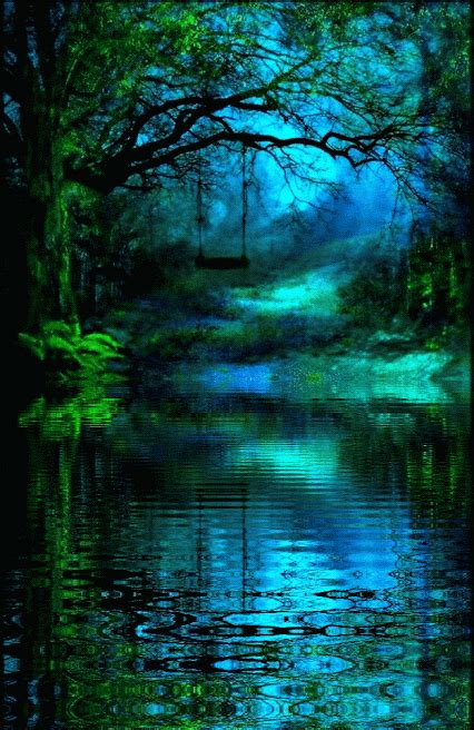 In The Night Landscape Mystical Forest Nature