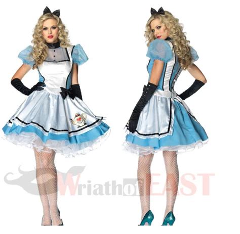 Adult Alice In Wonderland Halloween Maid Costumes Womens Sexy Party Suit Maids Lolita Fancy