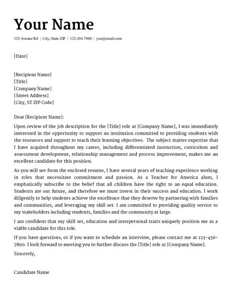 Cover Letter About Teacher At Sample Letters