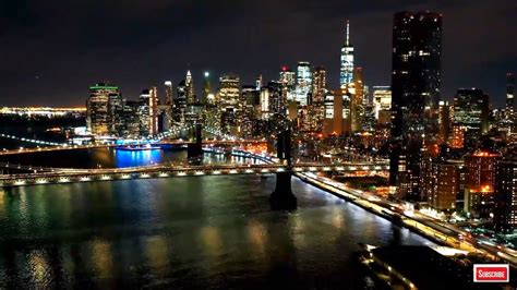 New York City Skyline At Night Live Screensaver Hd Aerial Landscapes