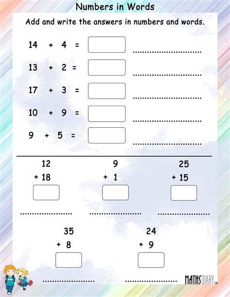 Maths Worksheets For Grade 1 Number Names Number Words 1 20
