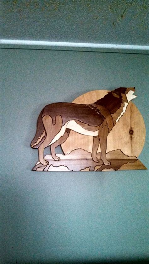Wolf Intarsia Done By My Husband Intarsia Is Paint With Wood Though