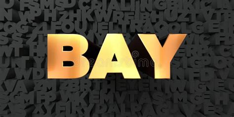 Bay Gold Text On Black Background 3d Rendered Royalty Free Stock