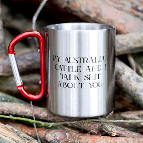 Hapfox Stainless Steel Mug With Carabiner Handle Funny Australian