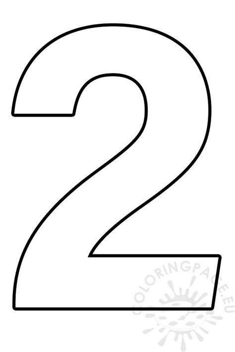 Free Printable Number 2 Template Coloring Page