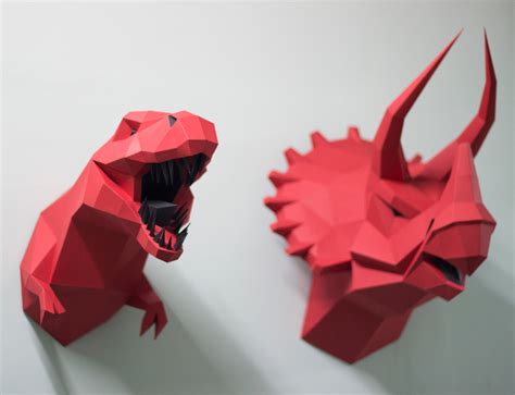 Papercraft Dinosaur T Rex Tyrannosaurus 3d Low Poly Paper Etsy