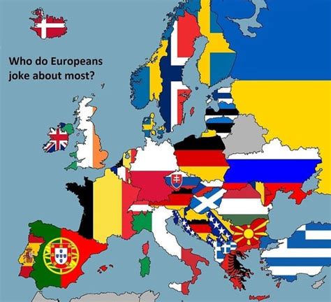 Who Europeans Joke Most About By Country Amazing Maps Europe Map Jokes