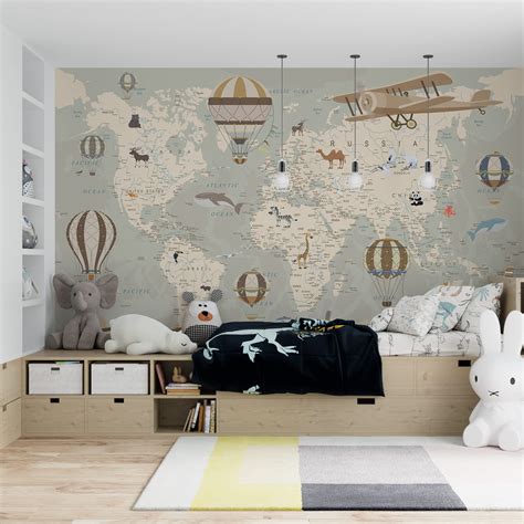 Buy Kids Wallpaper World With Animals Wall Mural Removable Peel And