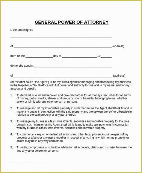 Free Poa Template Of 15 Power Of Attorney Templates Free Sample Example