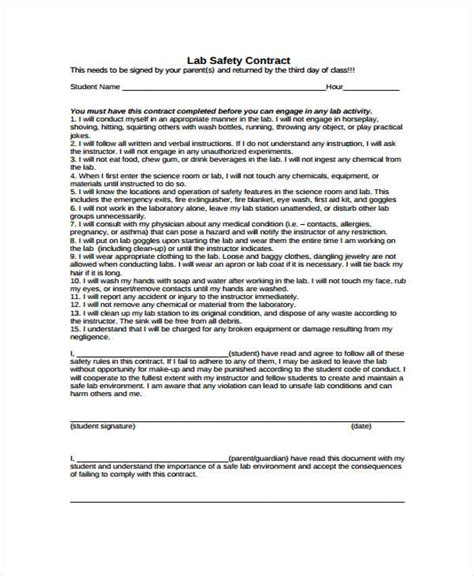 6 Safety Contract Templates Free Sample Example Format Download