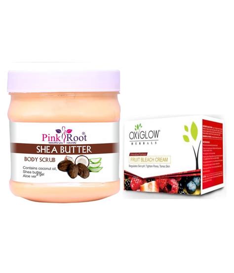 Pink Root Shea Butter Body Scrub 500gm With Oxyglow Fruit Bleach Day