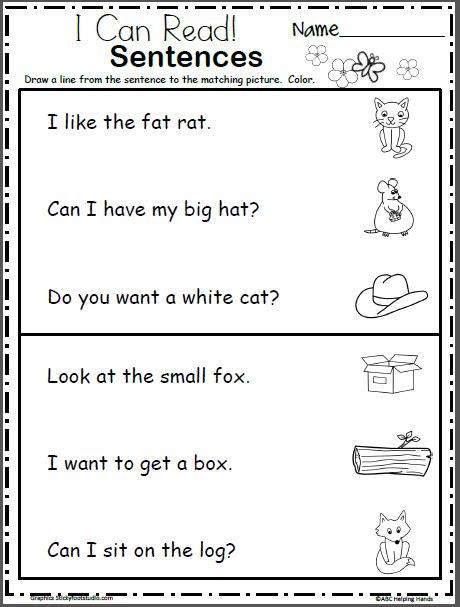 Read And Match The Sentences Beginning Readers Made By Teachers