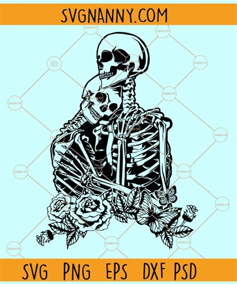 Floral Skeleton Couple With Butterflies Svg Skeleton Couple Svg Skull