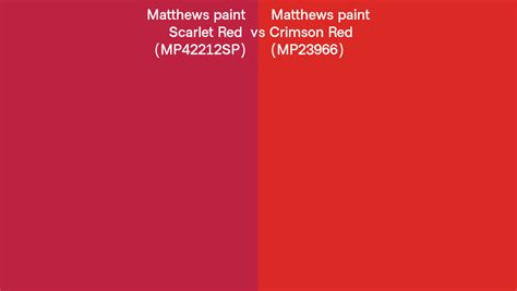Matthews Paint Scarlet Red Vs Crimson Red Side By Side Comparison