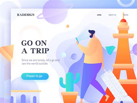 Homepage Of Go On A Trip Vector Illustration Multicolor By Erics For