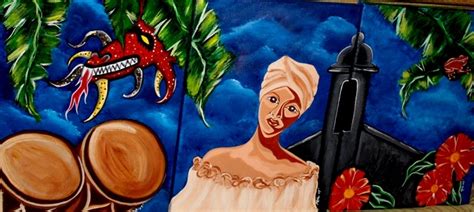 Puerto Rico Painting Celebrate Culture Acrylic On Stretched Canvas In Culturally Folk Art