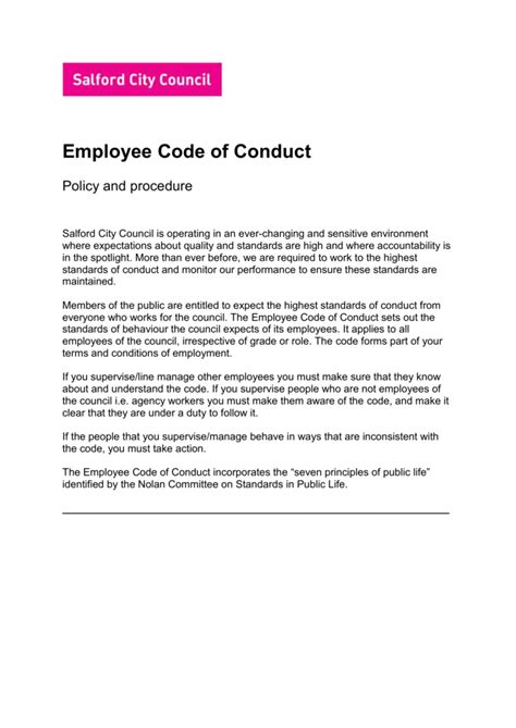 Board Code Of Conduct Template