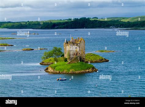 Castle Stalker Tower House Keep On Tiny Island In Loch Laich Near