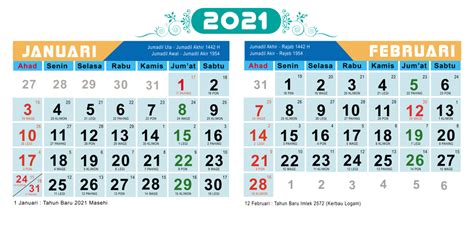 Kalender hijriyah atau kalender islam (bahasa arab: Kalender Januari 2021 Indonesia