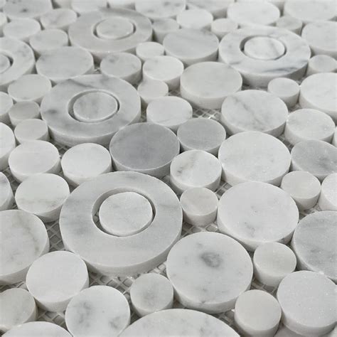 Carrara Marble Tile Italian White Carrera Circle Bubble Mosaic Tile