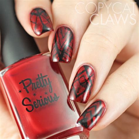 Copycat Claws Sunday Stamping Red And Black Nails
