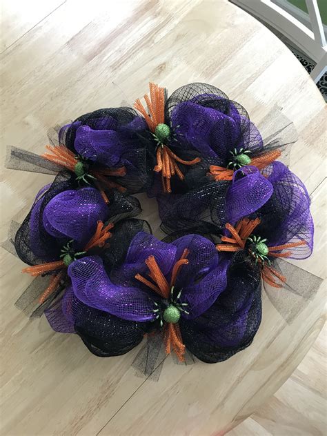 Halloween Mesh Wreath I Made This Using Supplies From The Dollar Tree