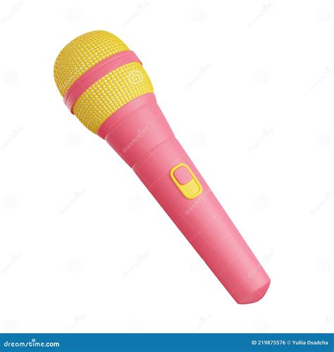 Microphone 3d Render Illustration Pink And Yellow Mic For Singing Or