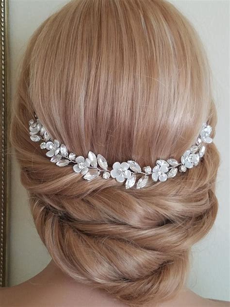 Crystal Bridal Hair Piece Wedding Crystal Hair Vine Floral Head Piece