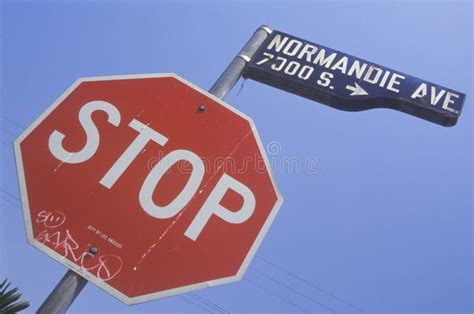 Stop Sign At Normandie Avenue South Central Los Angeles California