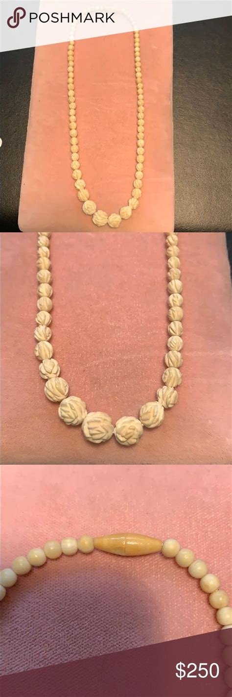 Vintage Ivory Necklace 1950s Ivory Necklace Womens Jewelry Necklace