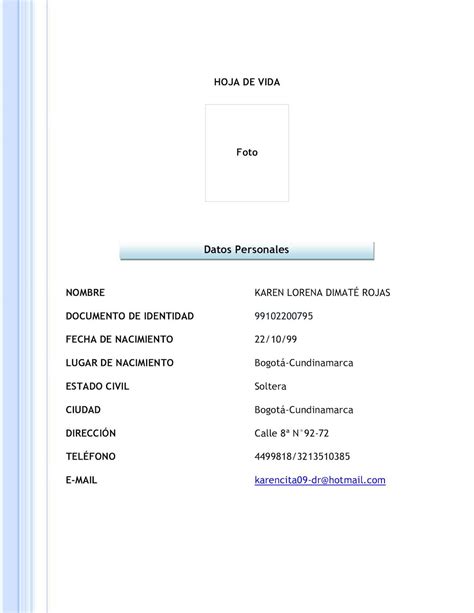 Formato De Hoja De Vida Descargar En Word Ejemplos De Hoja De Vida Vrogue