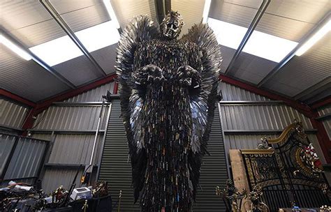 High quality knives out gifts and merchandise. Artist creates stunning statue out of knives to raise ...