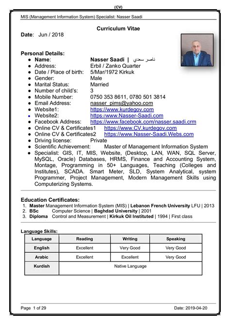 Powerpoint, excel and word interests: Cv English For Master / Curriculum Vitae Cv Pdf Free Download : • master of arts in teaching ...